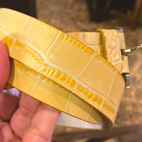 Alligator Embossed Leather Trouser Belt - Brand New - NEVER WORN - Marigold - Picture 2 of 4